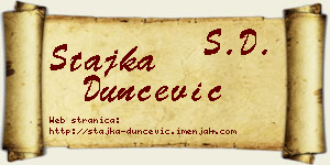 Stajka Dunčević vizit kartica